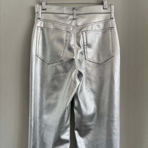 Abercrombie & Fitch Silver Metallic Faux Leather Pants Curve Love Size 4s - Picture 9 of 10